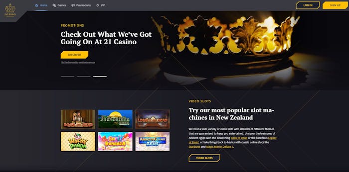 21 Casino homepage