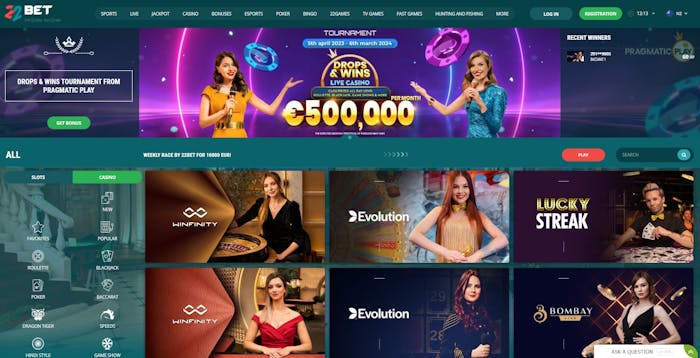 22Bet Casino homepage
