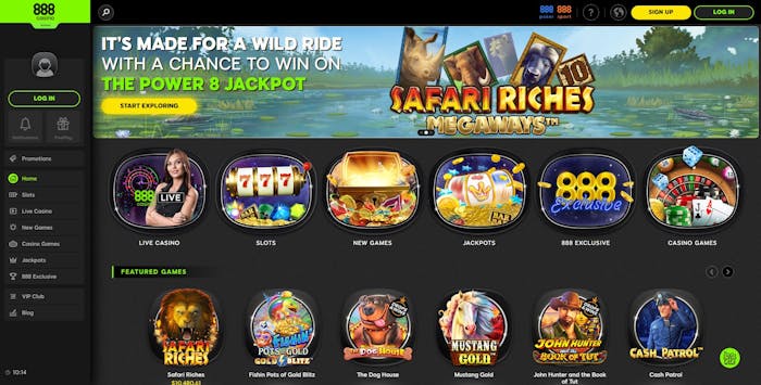 888 Casino homepage