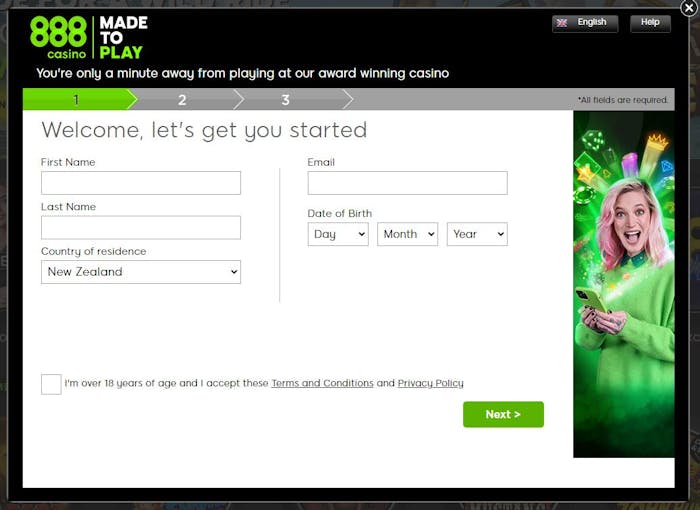 888 Casino new account sign up