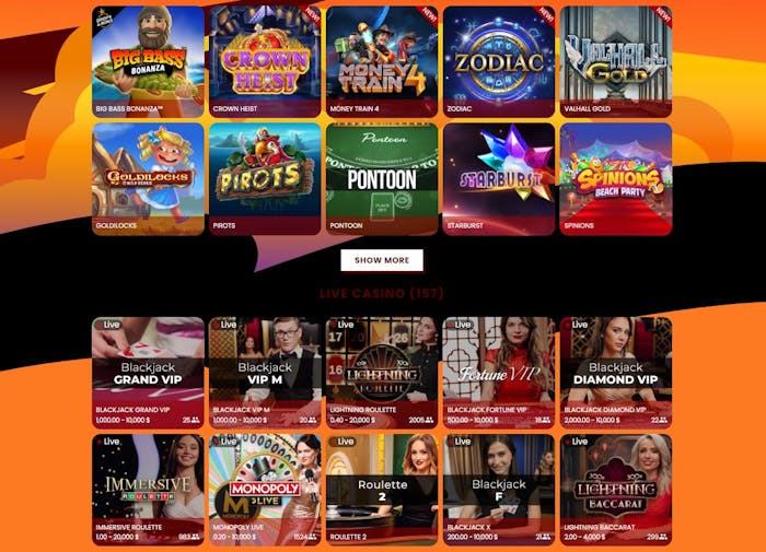 amok casino frontpage