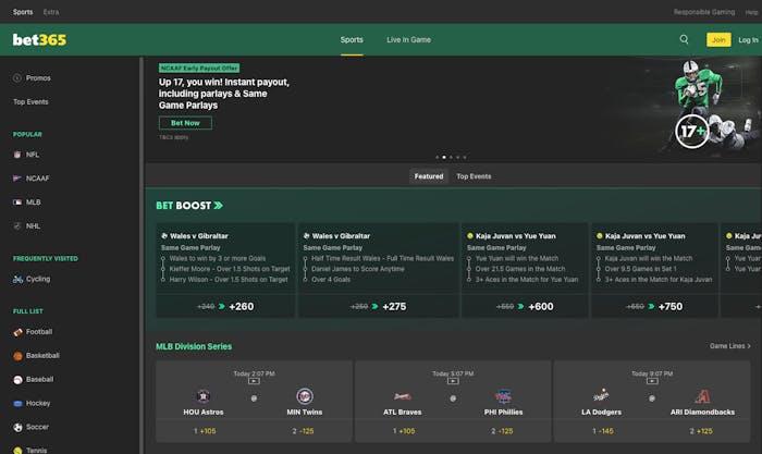 bet365 front page