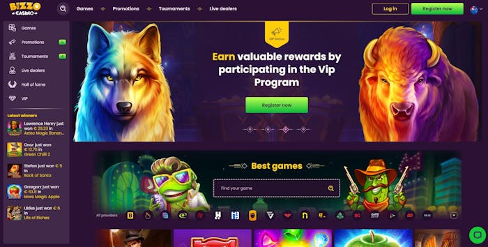 Bizzo Casino homepage
