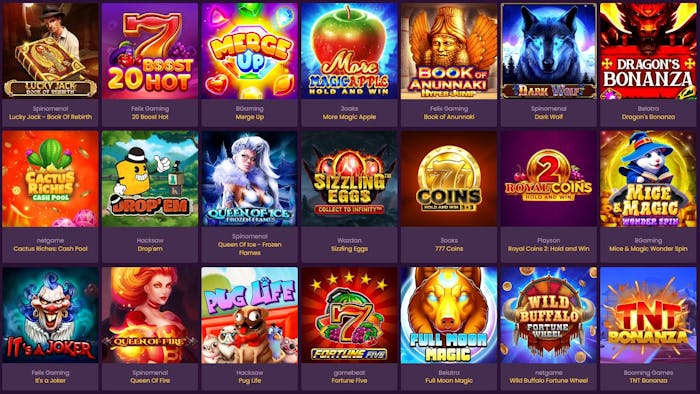 Bizzo Casino game listings