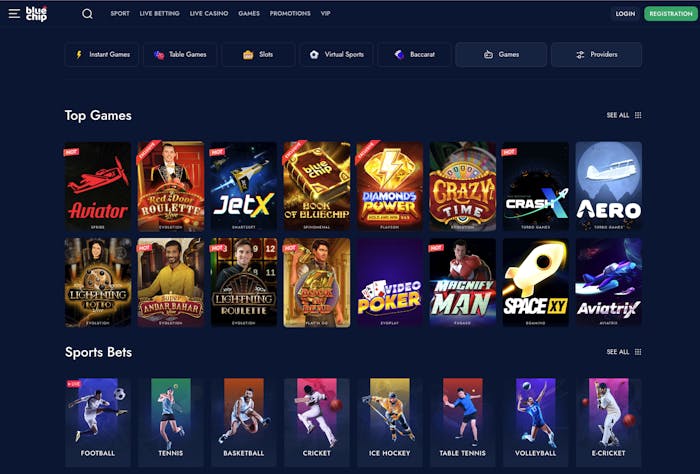 Bluechip Casino frontpage