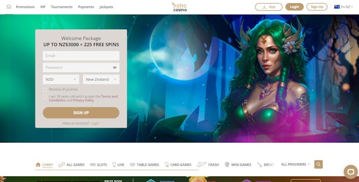 Boho Casino frontpage