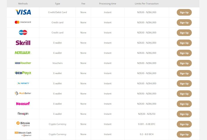 payment options at Boho Casino