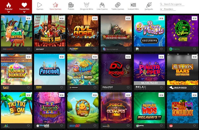 Captain Spins Casino games selection