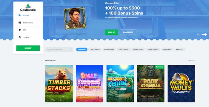 Casilando website frontpage