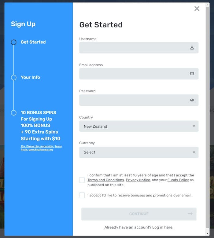 Casilando new account signup