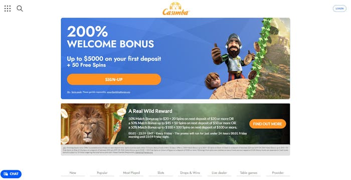 Casimba Casino homepage