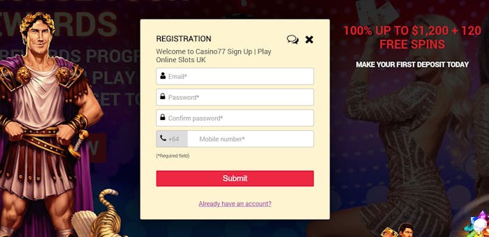 casino77 signup page