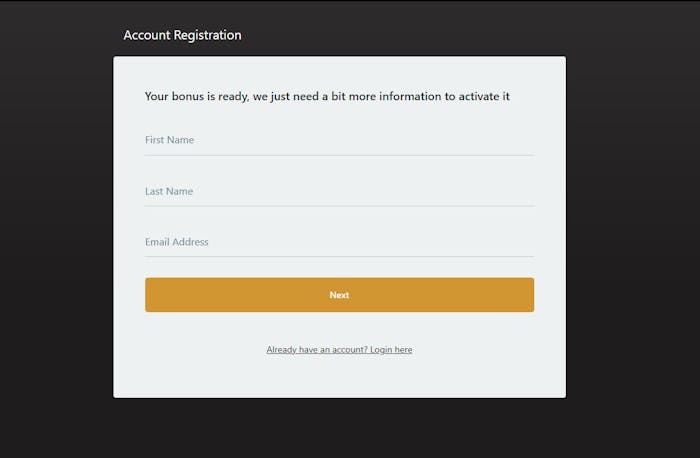 account registration at Casino Action
