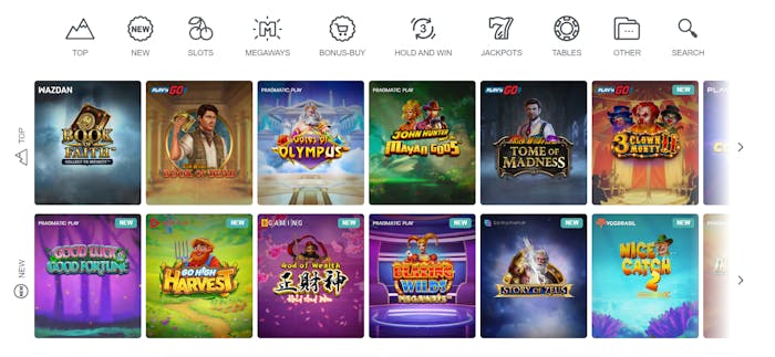 Conquestador Casino games selection