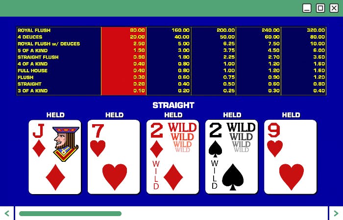 Deuces wild video poker