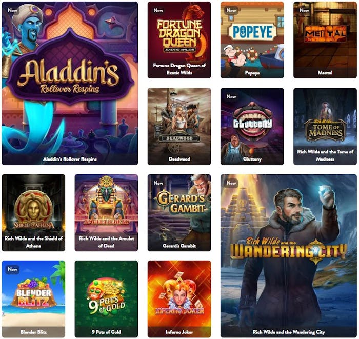 games selection at Dunder Casino
