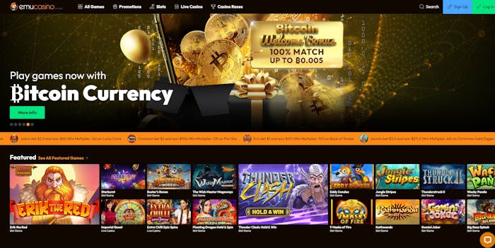 Emu Casino frontpage