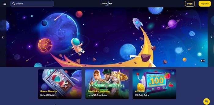 Galactic Wins Casino homepage