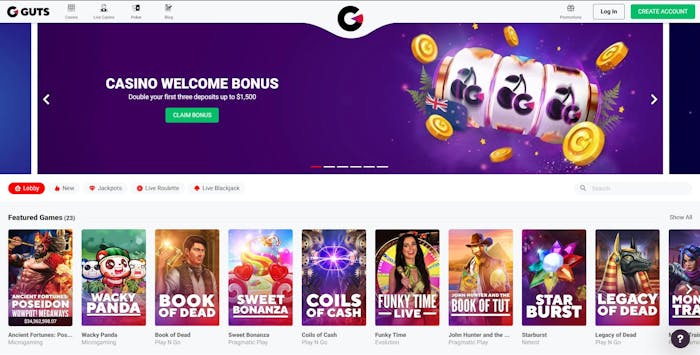 Guts Casino homepage
