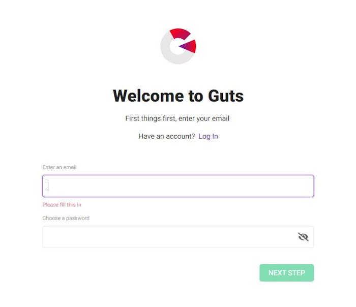 new account sign up at Guts Casino
