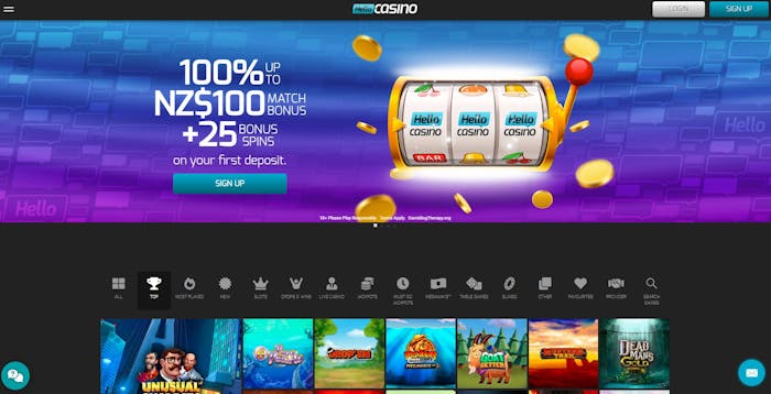 frontpage Hello Casino