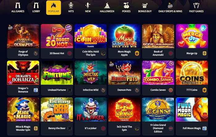 HellSpin Casino game titles