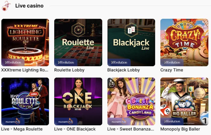 Ice Casino games selection