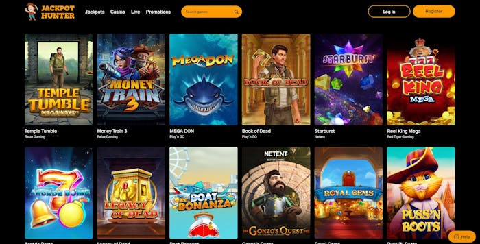 jackpot hunter casino frontpage