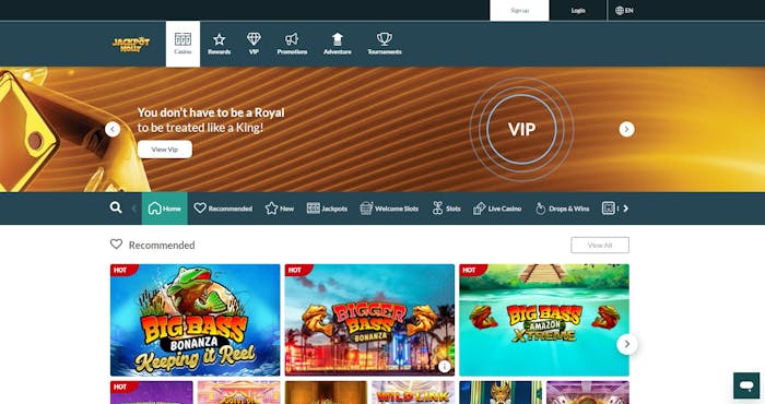 Jackpot Molly Casino homepage