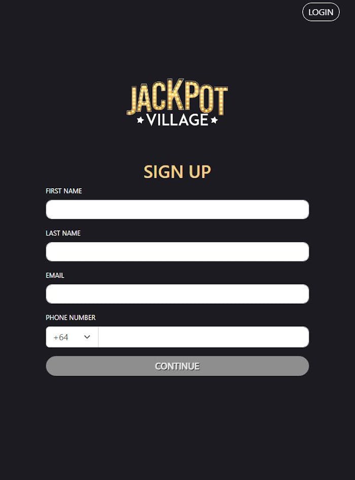 Jackpot Village Casino new account sign up