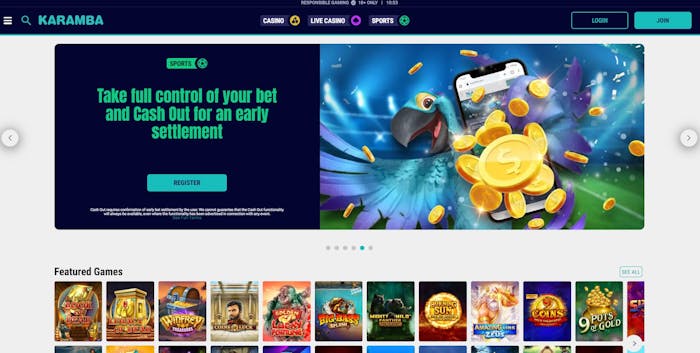 Karamba Casino frontpage