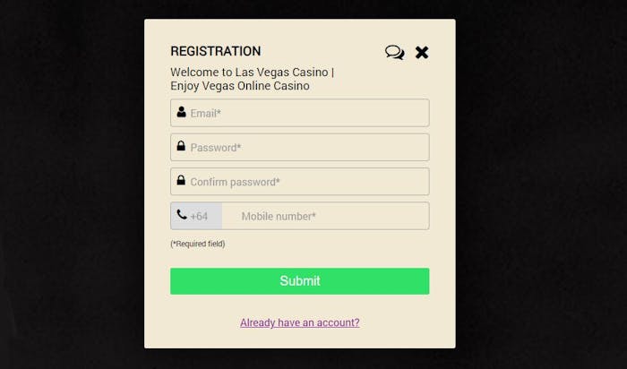 Las Vegas Casino account registration