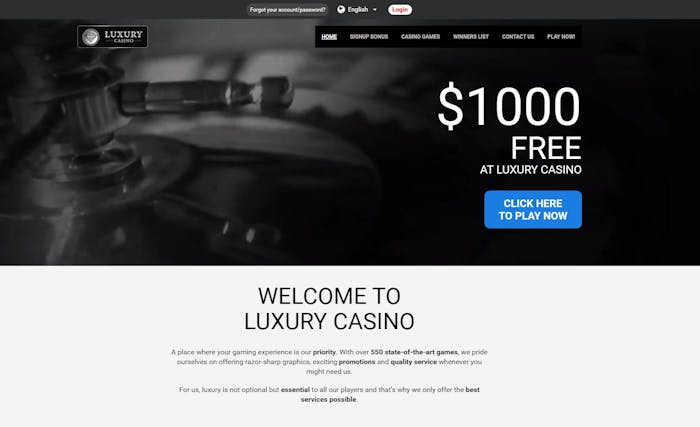 Luxury Casino homepage