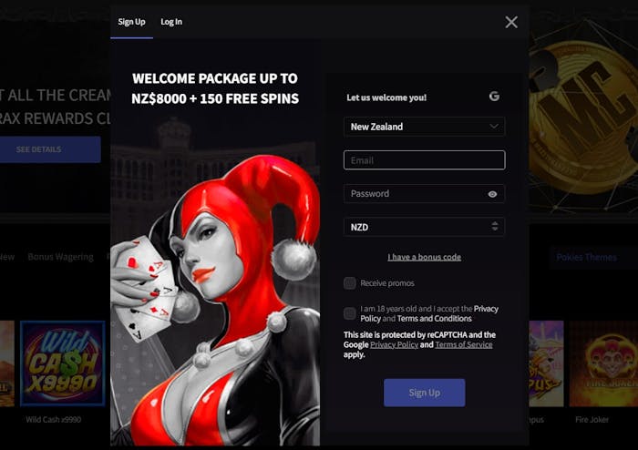 Mirax Casino account signup