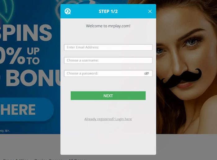 Mr Play Casino account sign up