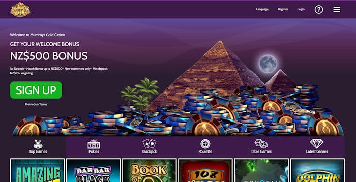 Mummys Gold Casino frontpage