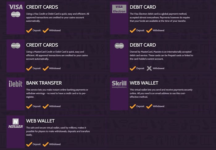 Mummys Gold Casino payment options