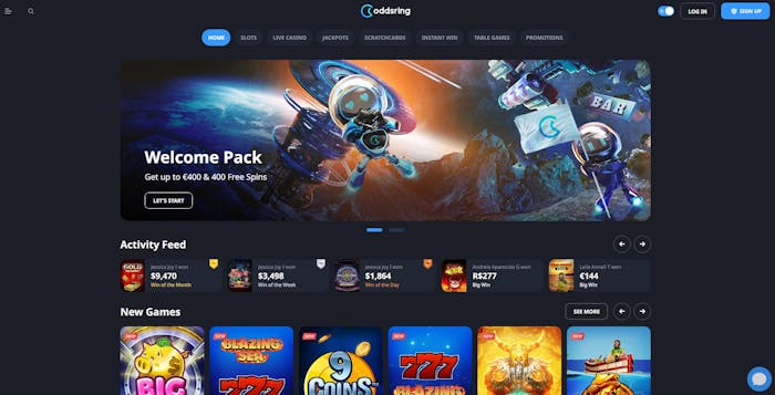Oddsring Casino frontpage