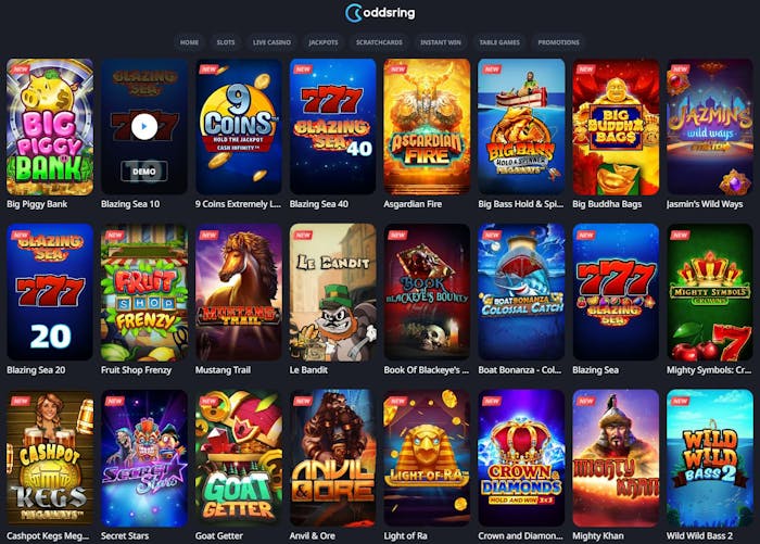 Oddsring Casino games selection