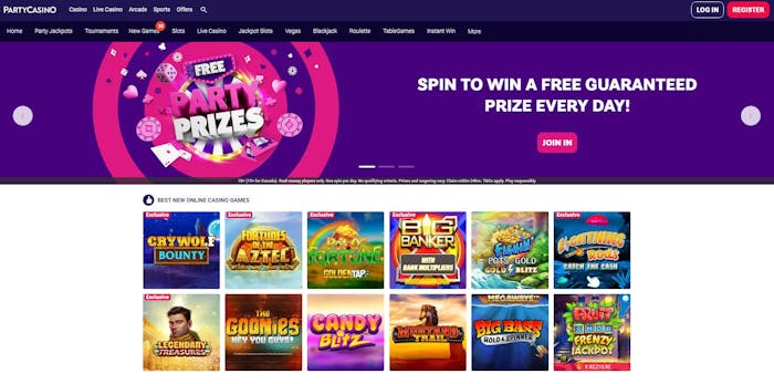 PartyCasino main page