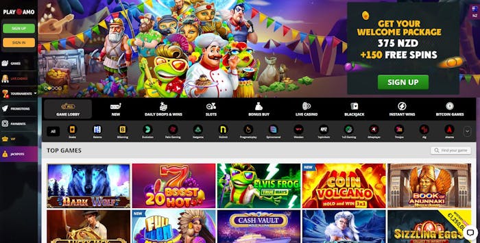 PlayAmo Casino frontpage