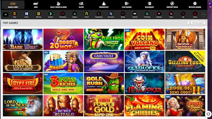 PlayAmo Casino games selection