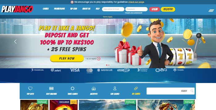 Playjango Casino homepage