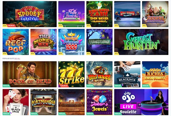PlayOJO Casino online games