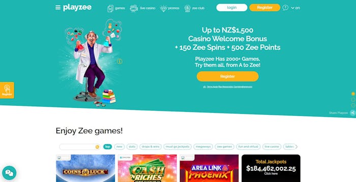 Playzee Casino frontpage