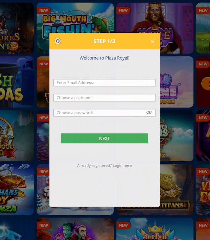 Plaza Royal Casino account signup