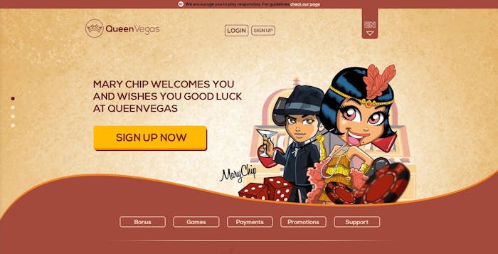 Queen Vegas Casino frontpage