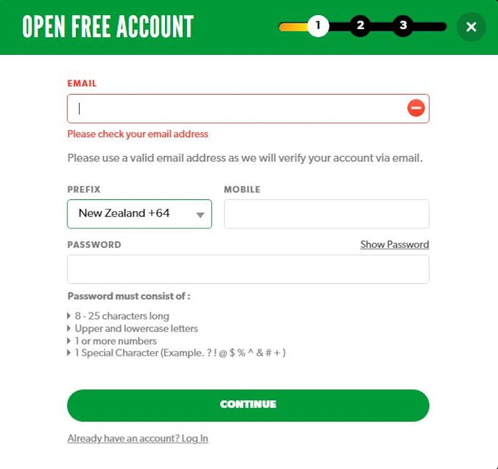 new account sign up at Rizk Casino