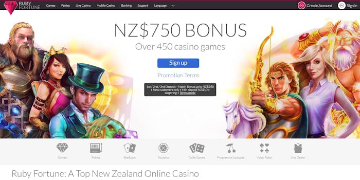 Ruby Fortune Casino frontpage