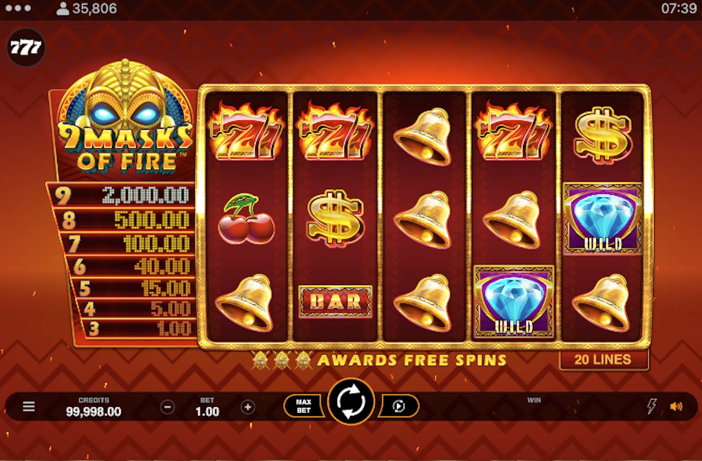 9 Masks of Fire: Where Luck Meets the Flames of Excitement! logo